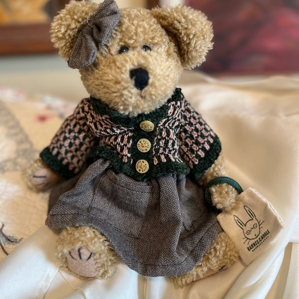 Barnes & Noble Green and Pink Stuffed Animal Plush Bear